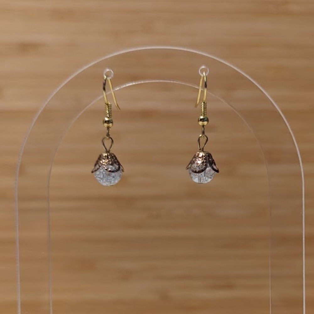 Dainty White Glass Bead Earrings